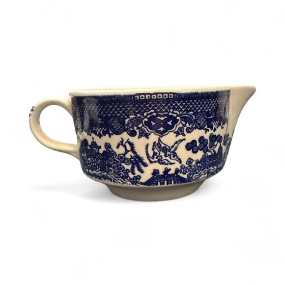 Blue Willow Sugar Bowl No Lid and Creamer Vintage Unmarked - Picture 3 of 10